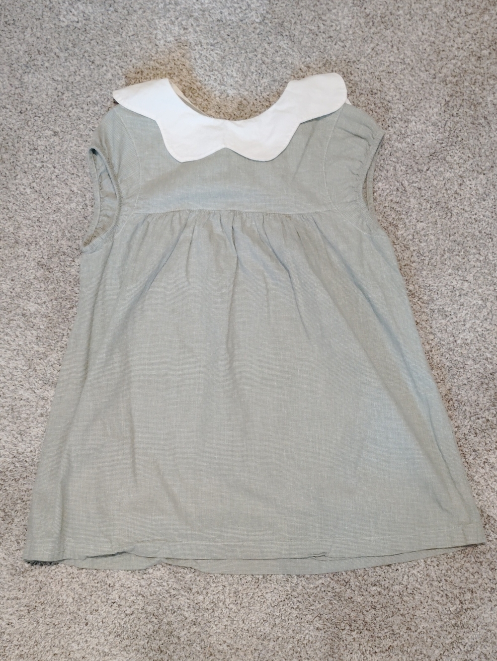 Mabo Light Sage Green Sleeveless Dress with White Peter Pan Collar